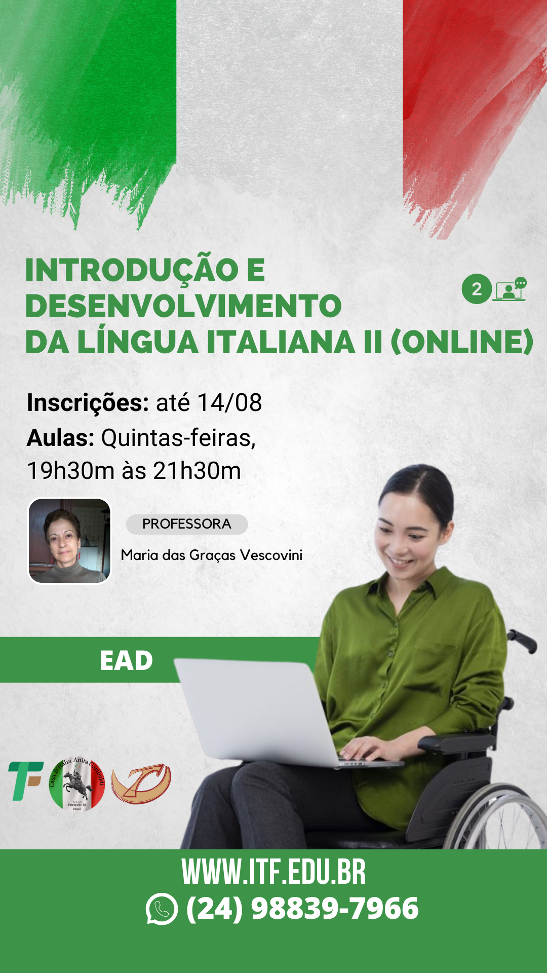 Introdução e Desenvolvimento da Língua Italiana II (Online)