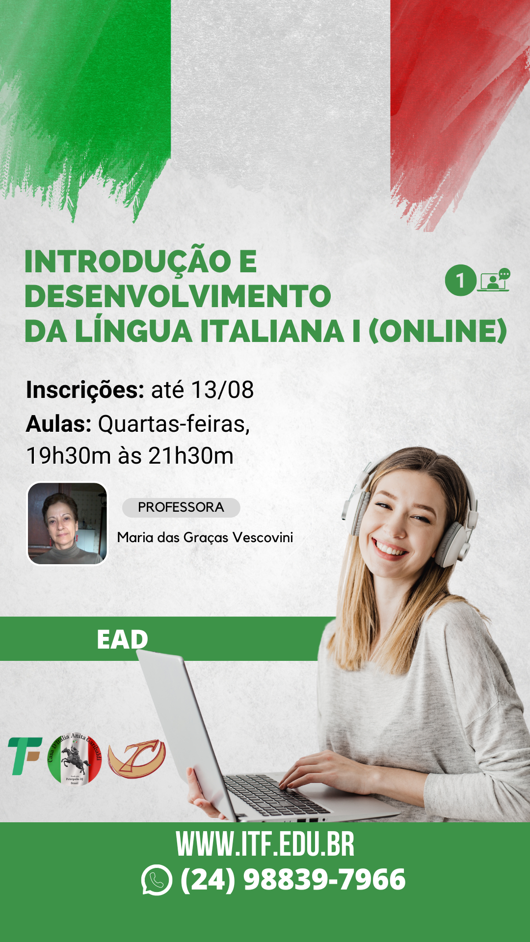 Introdução e Desenvolvimento da Língua Italiana I (Online)